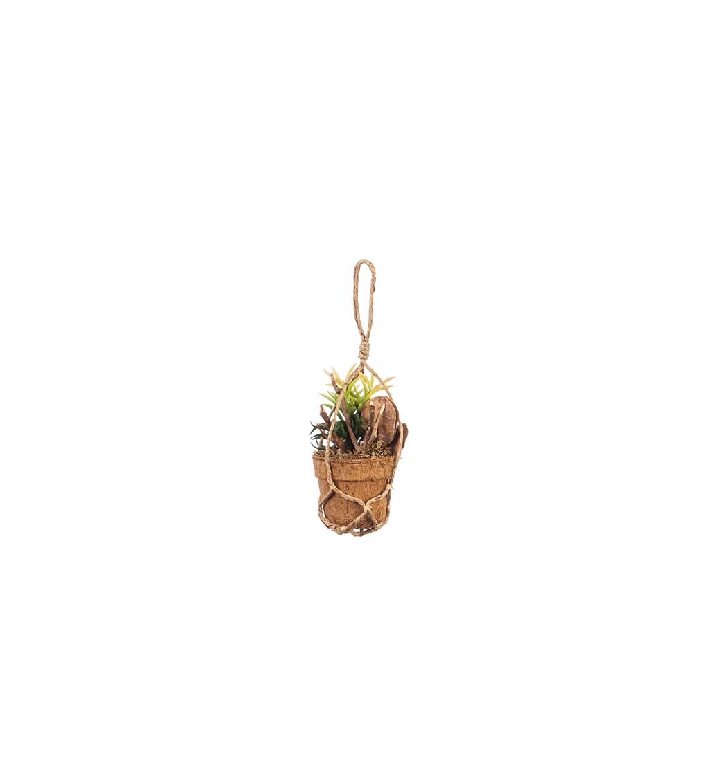 Flower Arrangement in Coco Pot with Rope Hanger