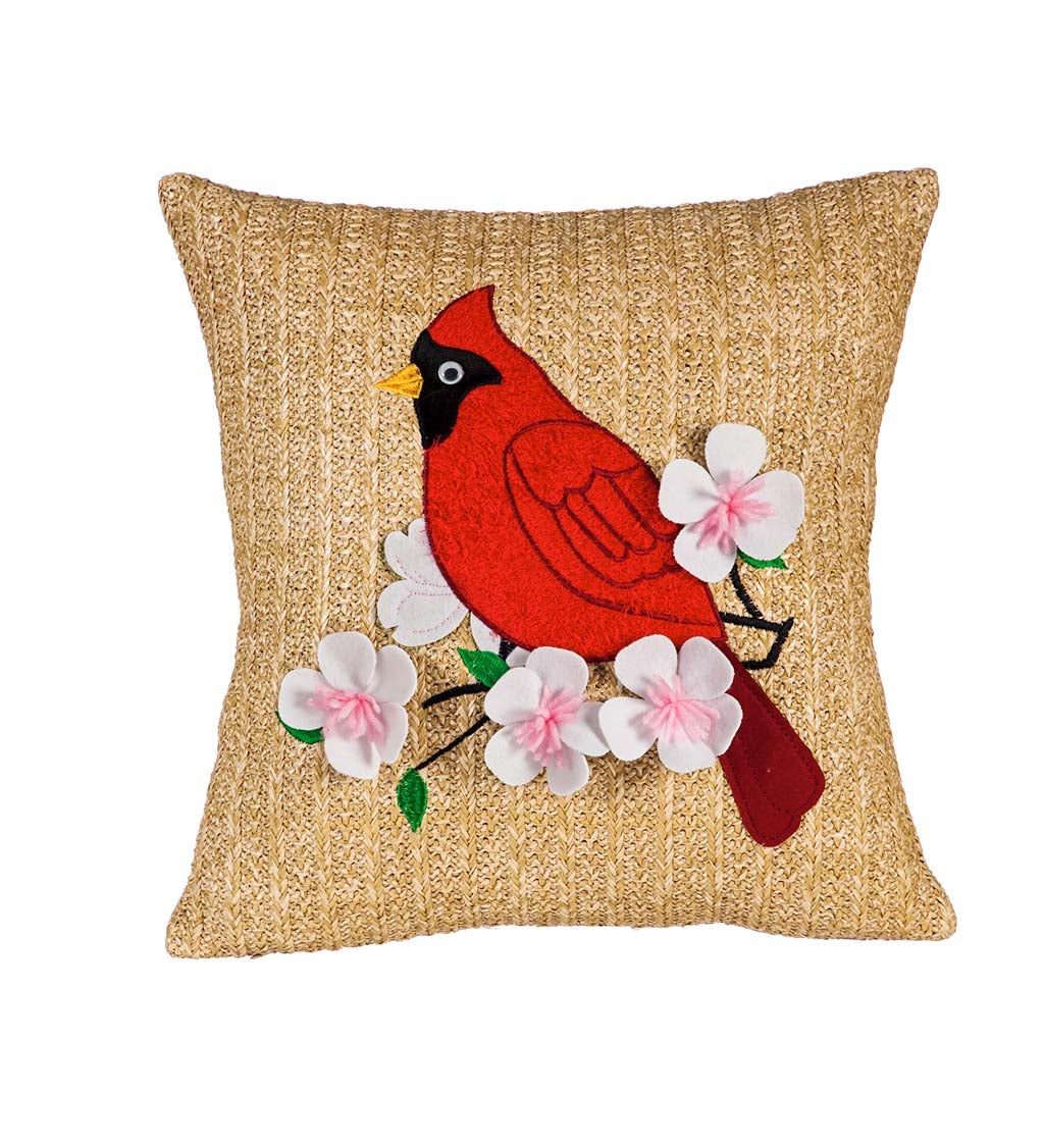 Cardinal 18" Outdoor Safe Raffia Pillow