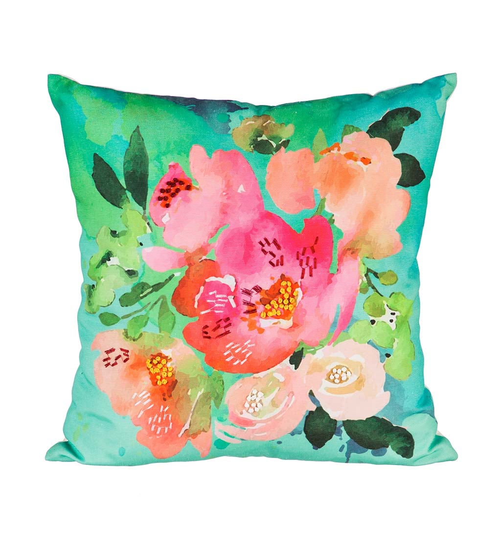 Floral Watercolors 18" Outdoor Safe Canvas Pillow