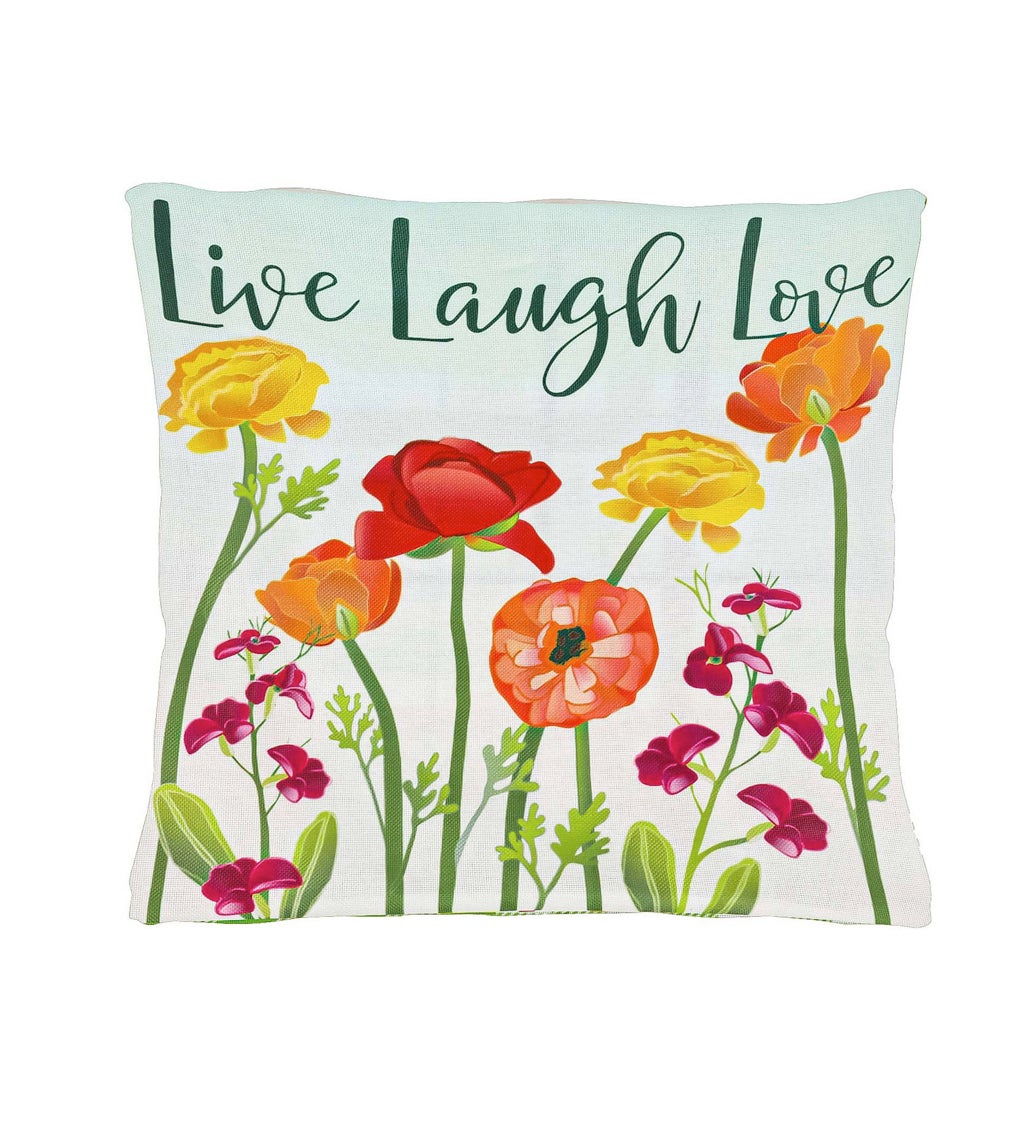Live Laugh Love Floral Interchangeable Pillow Cover
