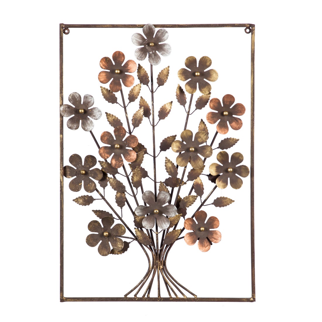 Metal Flower with Frame Wall Decor