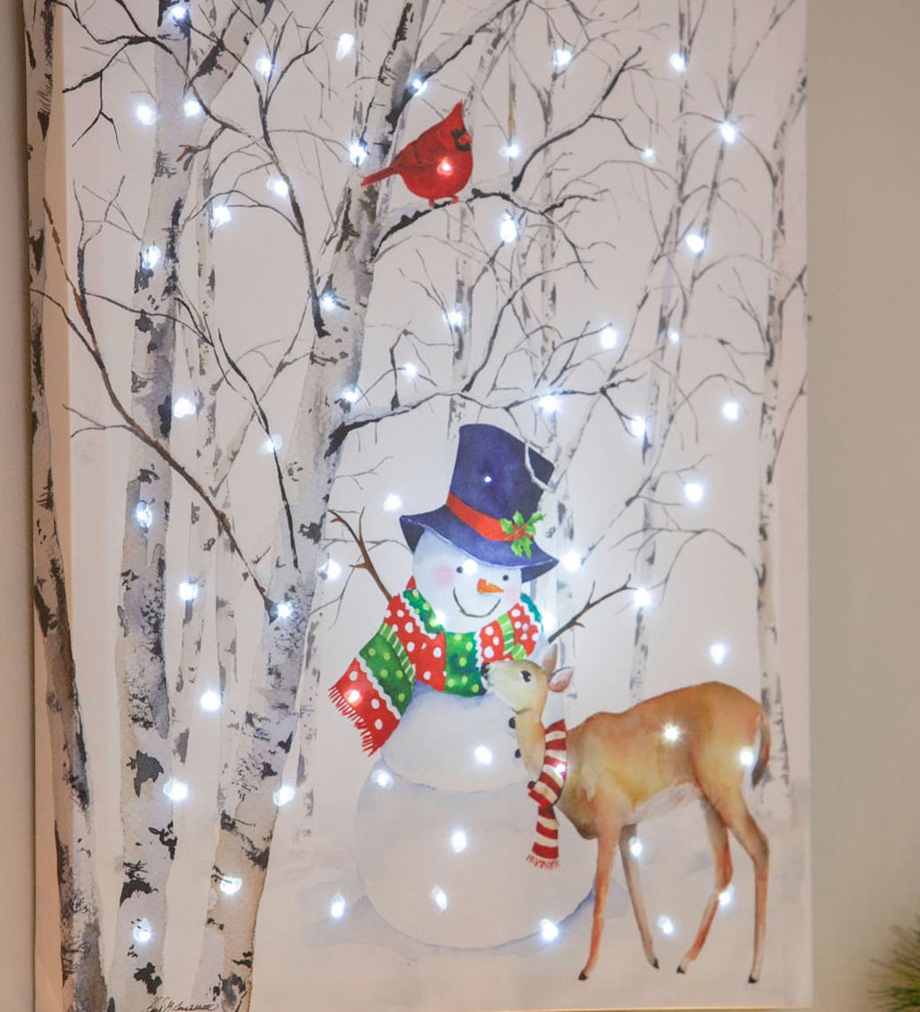 LED Canvas Wall Décor, 16"W x 20"H, Joyful Snowman