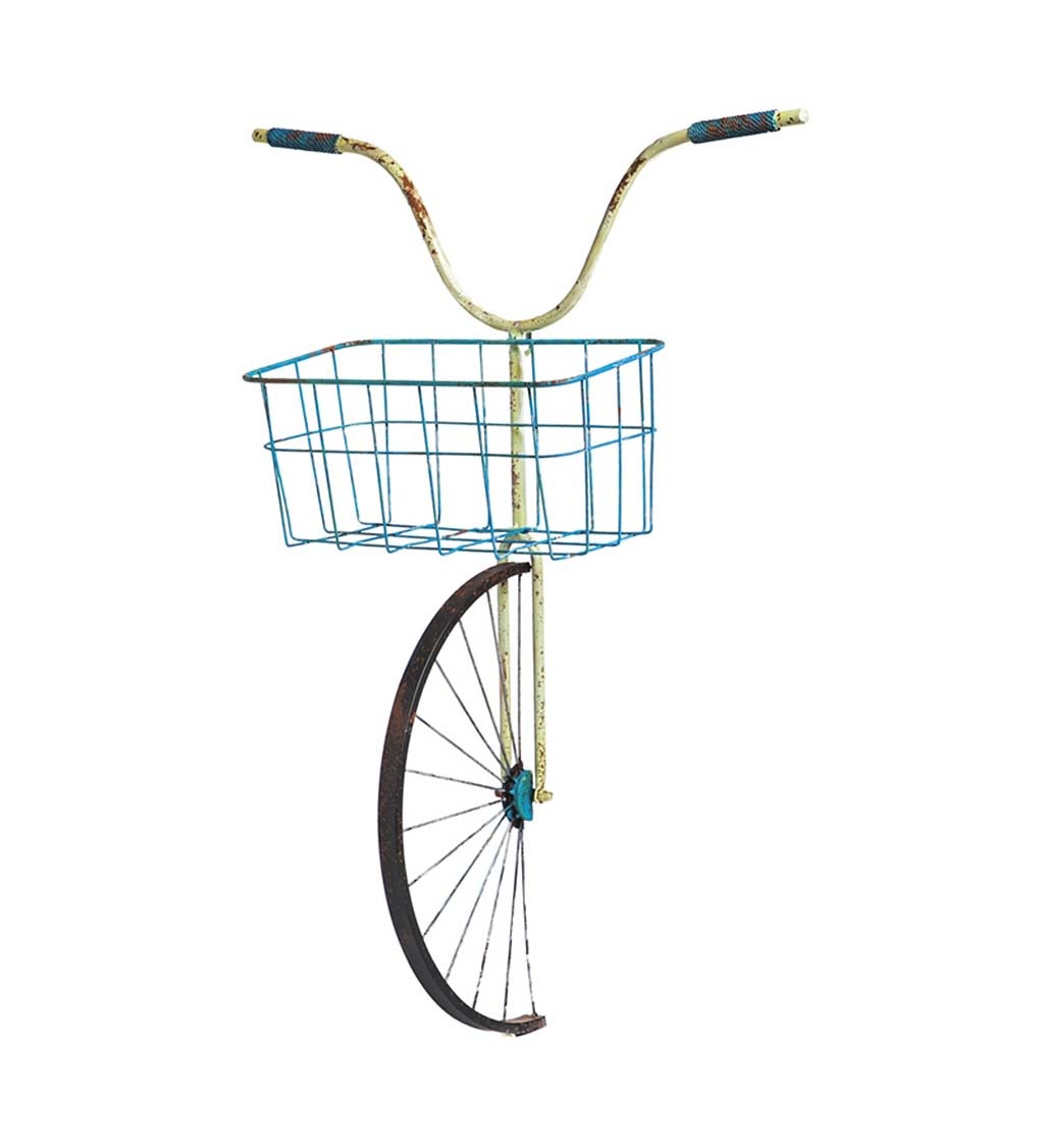 Front Basket Metal Bicycle Wall Décor and Planter