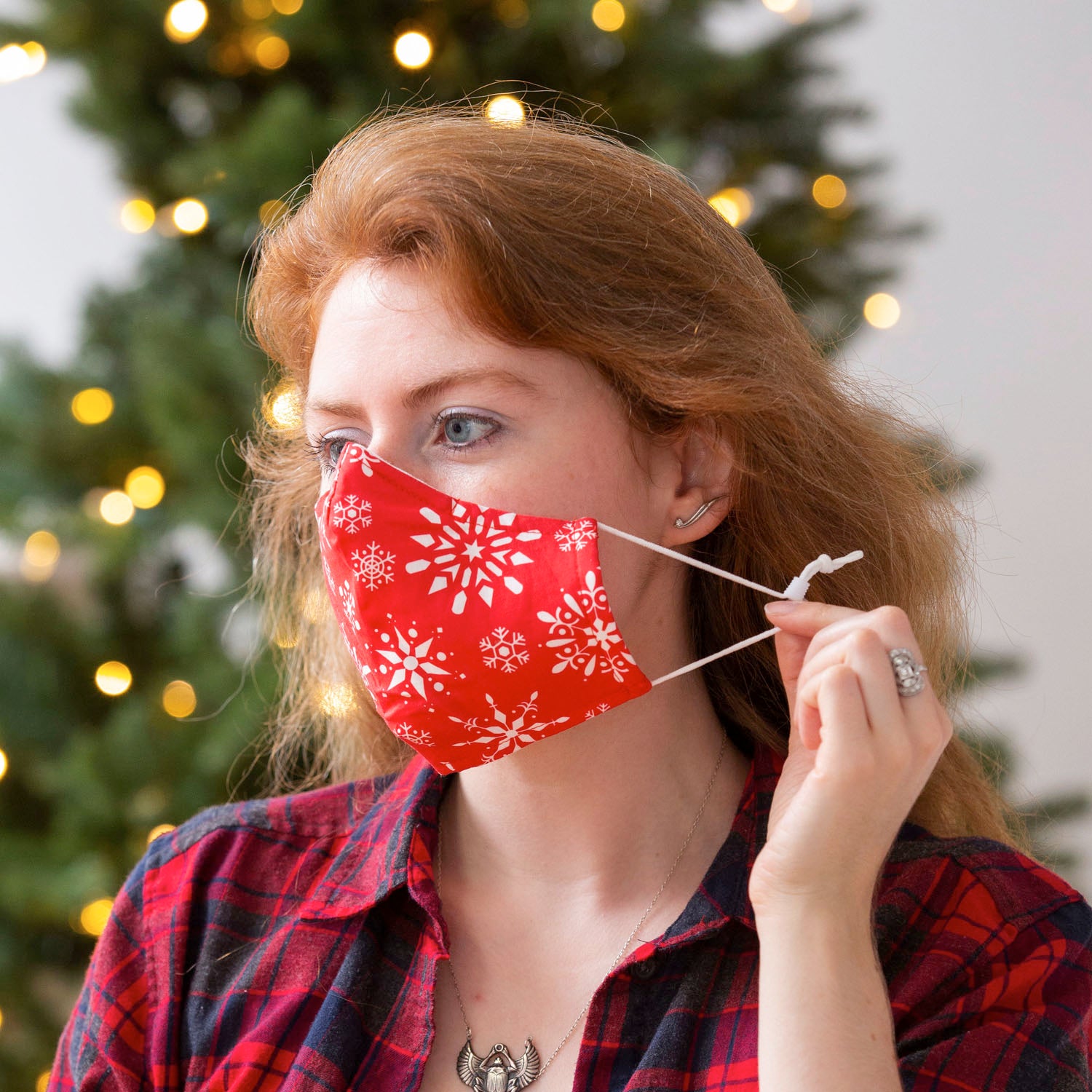 Adult Non-Medical Cotton Face Mask Holiday Print Set of 4