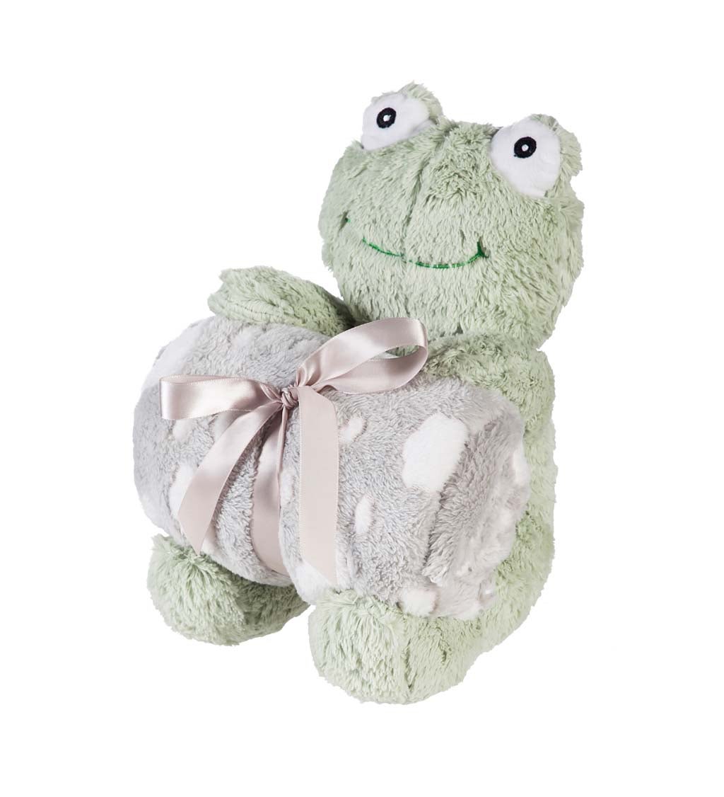 Cuddly Frog 10" Stuffed Animal w/ Blanket Gift Set, Green