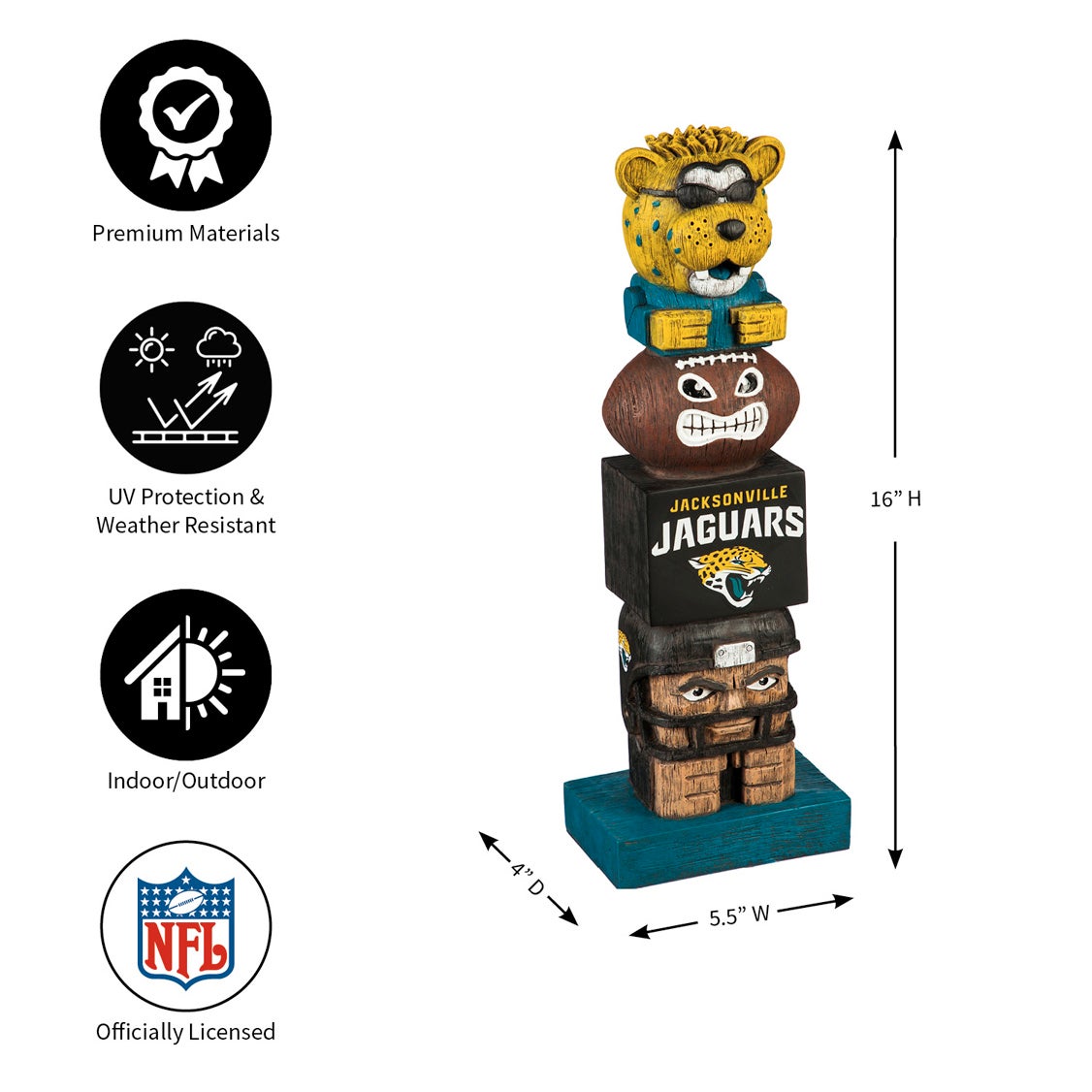 Jacksonville Jaguars Tiki Team Totem Garden Statue