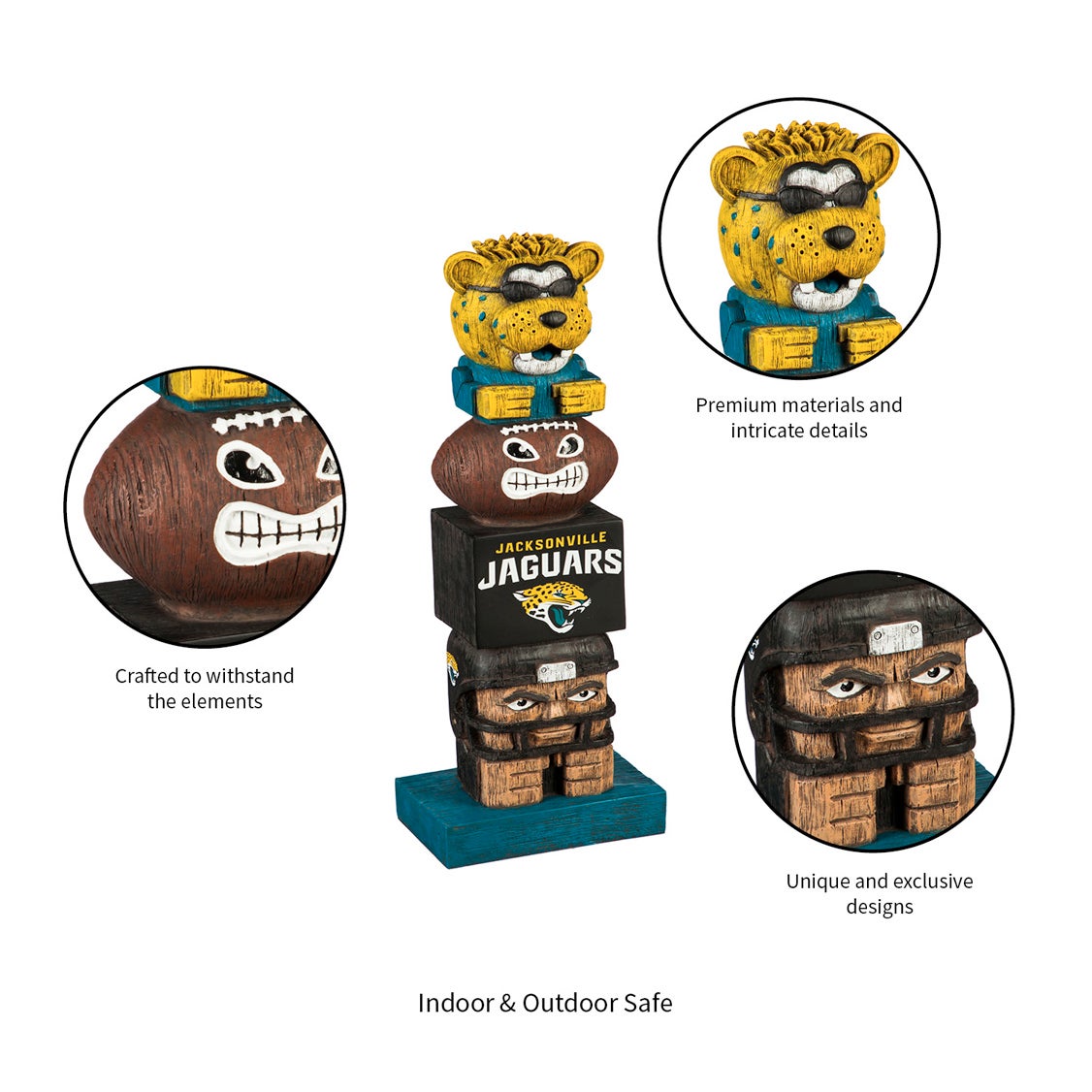 Jacksonville Jaguars Tiki Team Totem Garden Statue