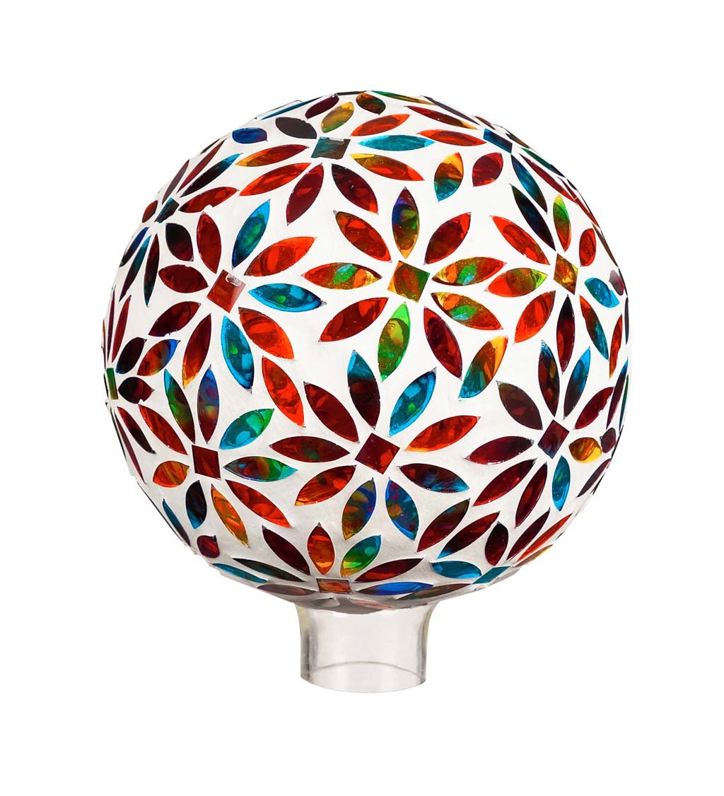 8" Mosaic Glass Gazing Ball, Bright Flowers