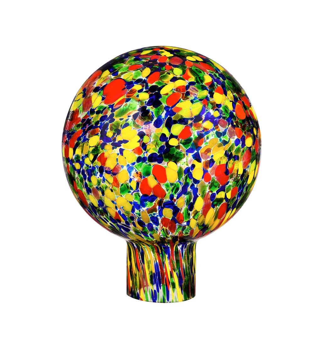 6" Art Glass Gazing Ball, Orange Speckle