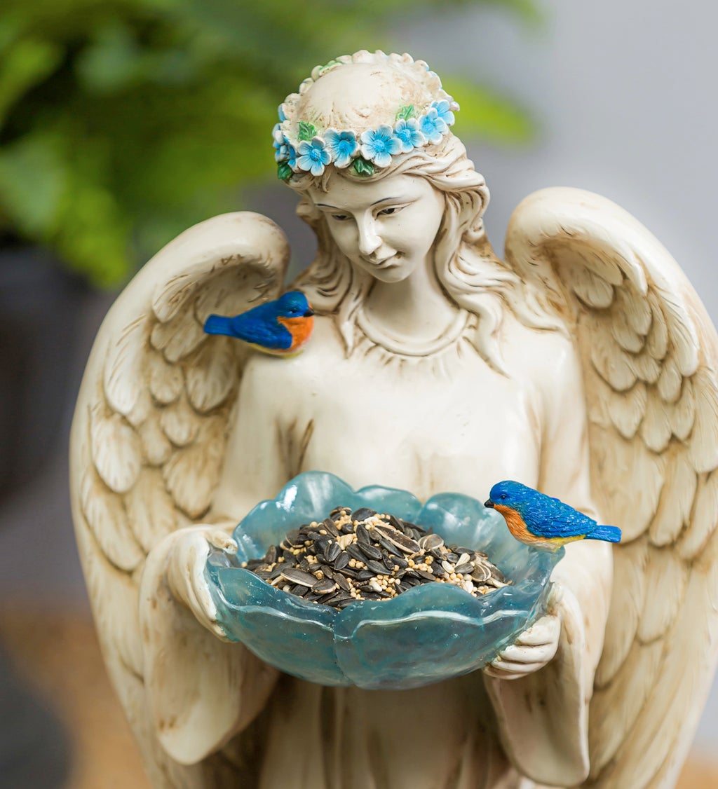 29.5"H Angel Bird Feeder Statuary