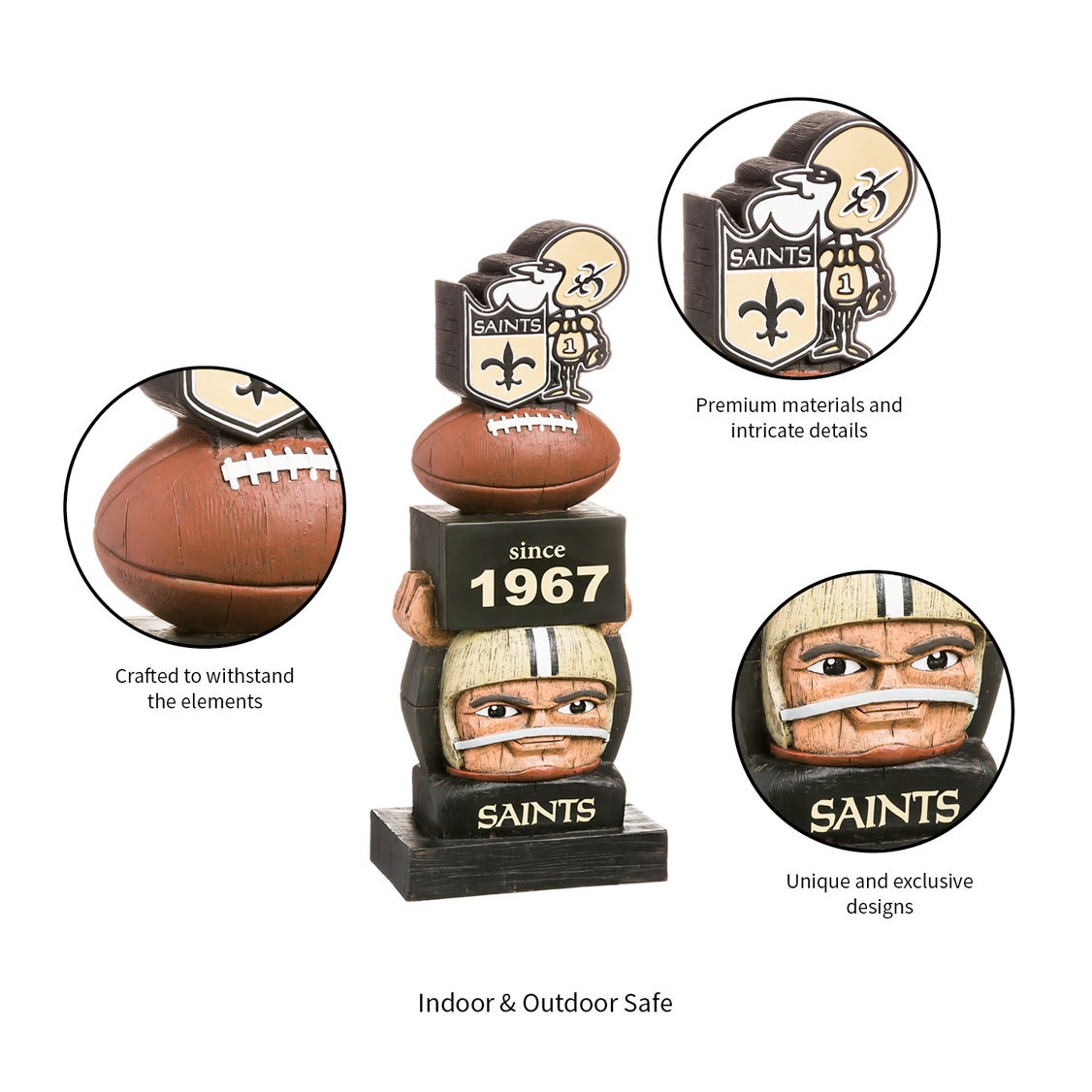 New Orleans Saints Vintage Tiki Team Totem Garden Statue