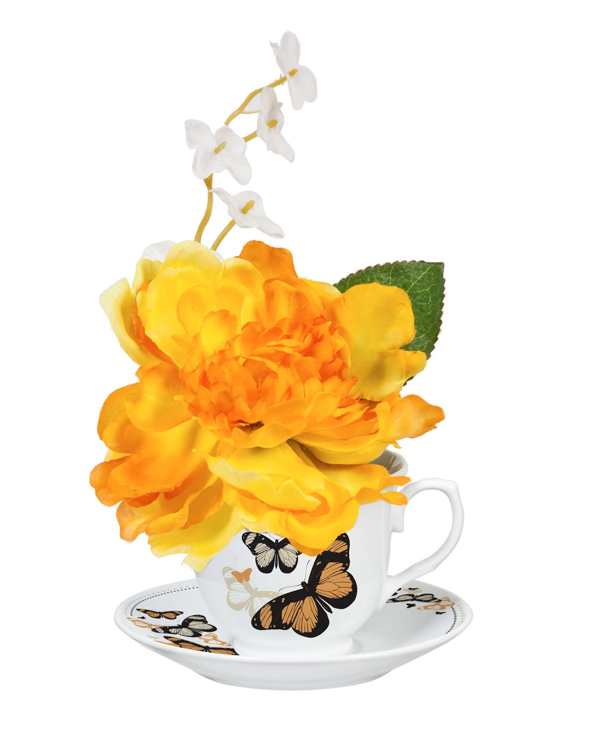 Canary Brilliant Peony in Tea Cup with Saucer