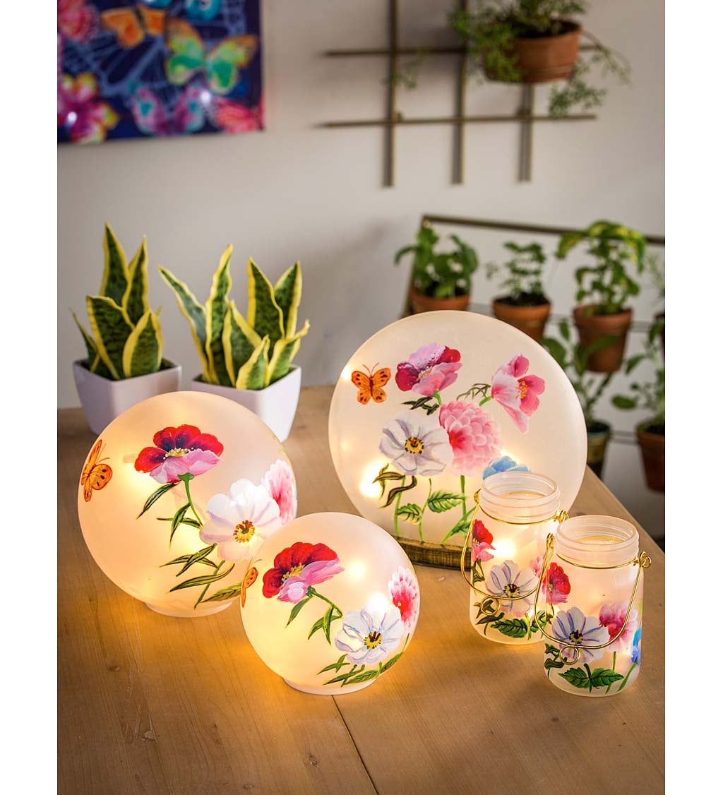 LED Glass Orbs, Set of 2, Vivid Bouquet