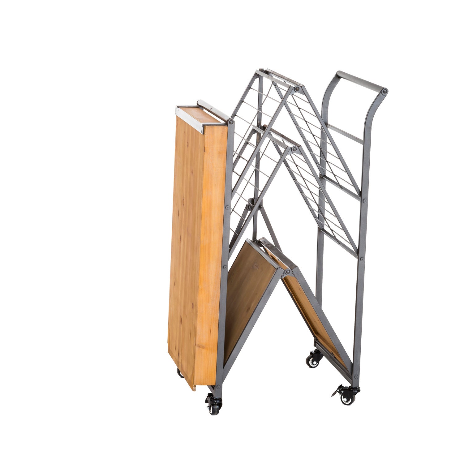 Wooden Rolling Folding Cart