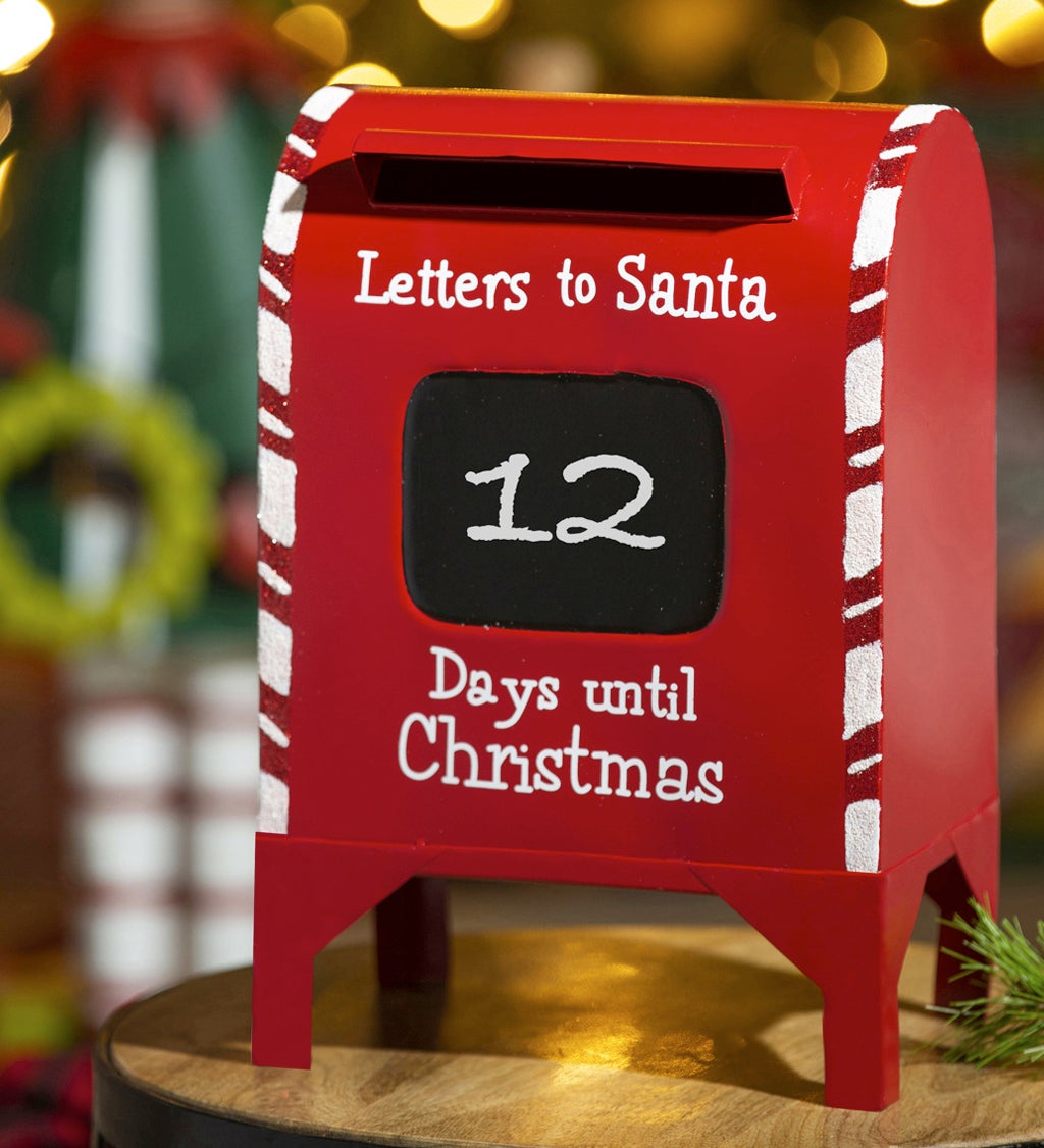 Letters to Santa Mail Box with Chalk Board Countdown Table Decor
