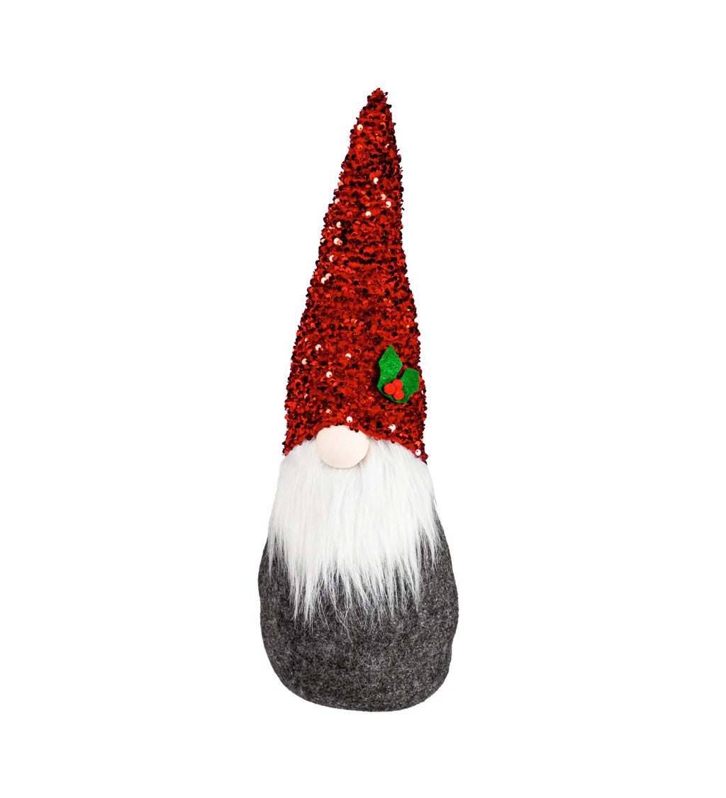 Plush Gnome with Sequin Hat Table Decor, Set of 2
