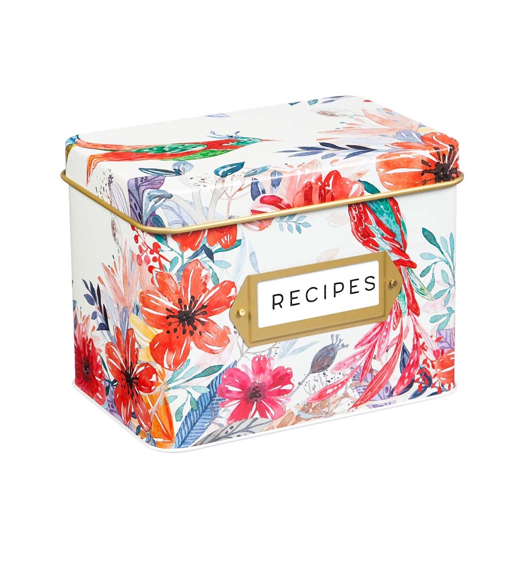 Blooming Garden Recipe Tin with Recipe Cards and Ceramic Cup