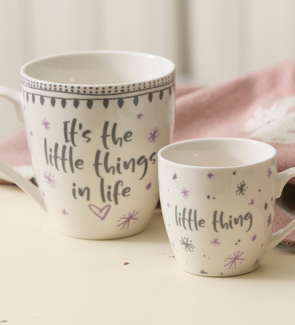 Mommy and Me Ceramic Cup Gift Set, 17 oz and 7 oz, It's the Little Things in Life/Little Thing
