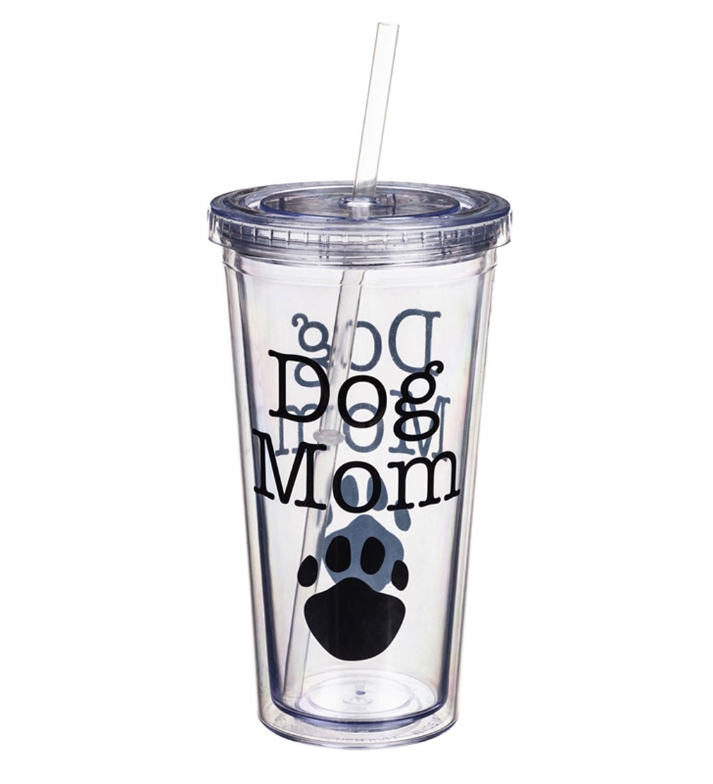 XL Insulated 18 oz Acrylic Tumbler with Straw and Cap, Dog Mom