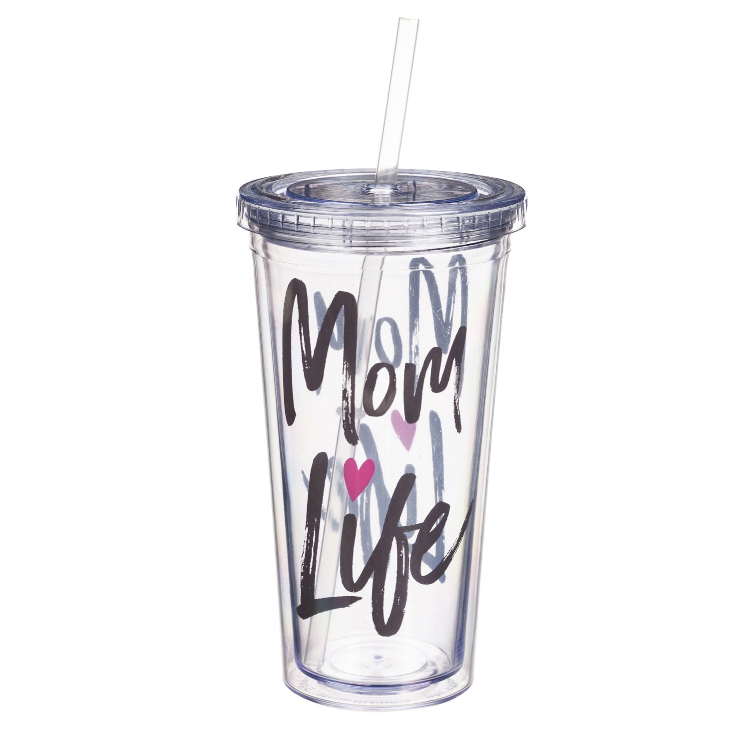 XL Insulated 18 oz Acrylic Tumbler with Straw and Cap, Mom Life