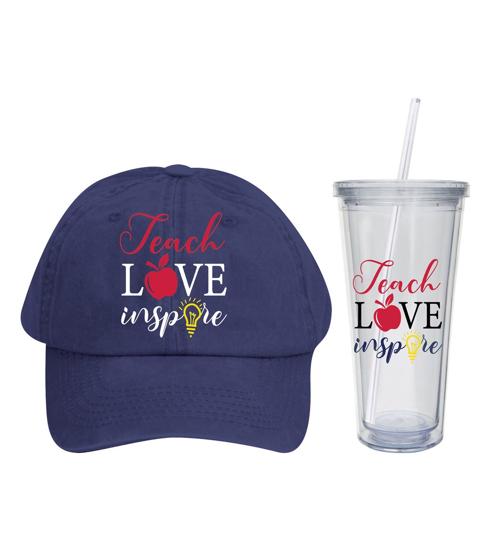 XL Insulated 18 oz Acrylic Tumbler with Straw and Cap, Teach Love Inspire
