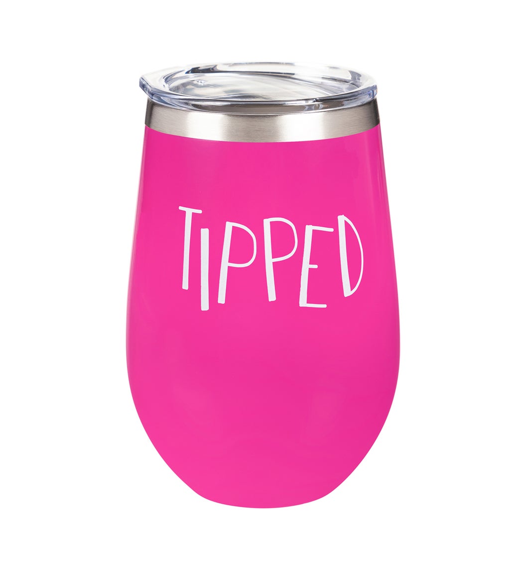 Tipsy and Sober Double Wall Vacuum 12 oz Wine Tumbler Gift Set