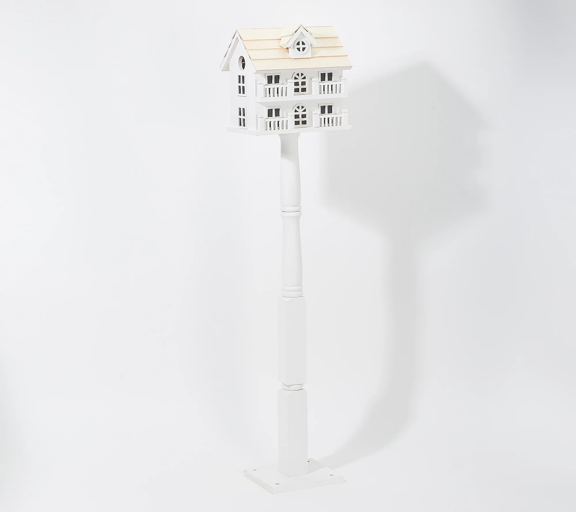 White Cape Cod Birdhouse with Post