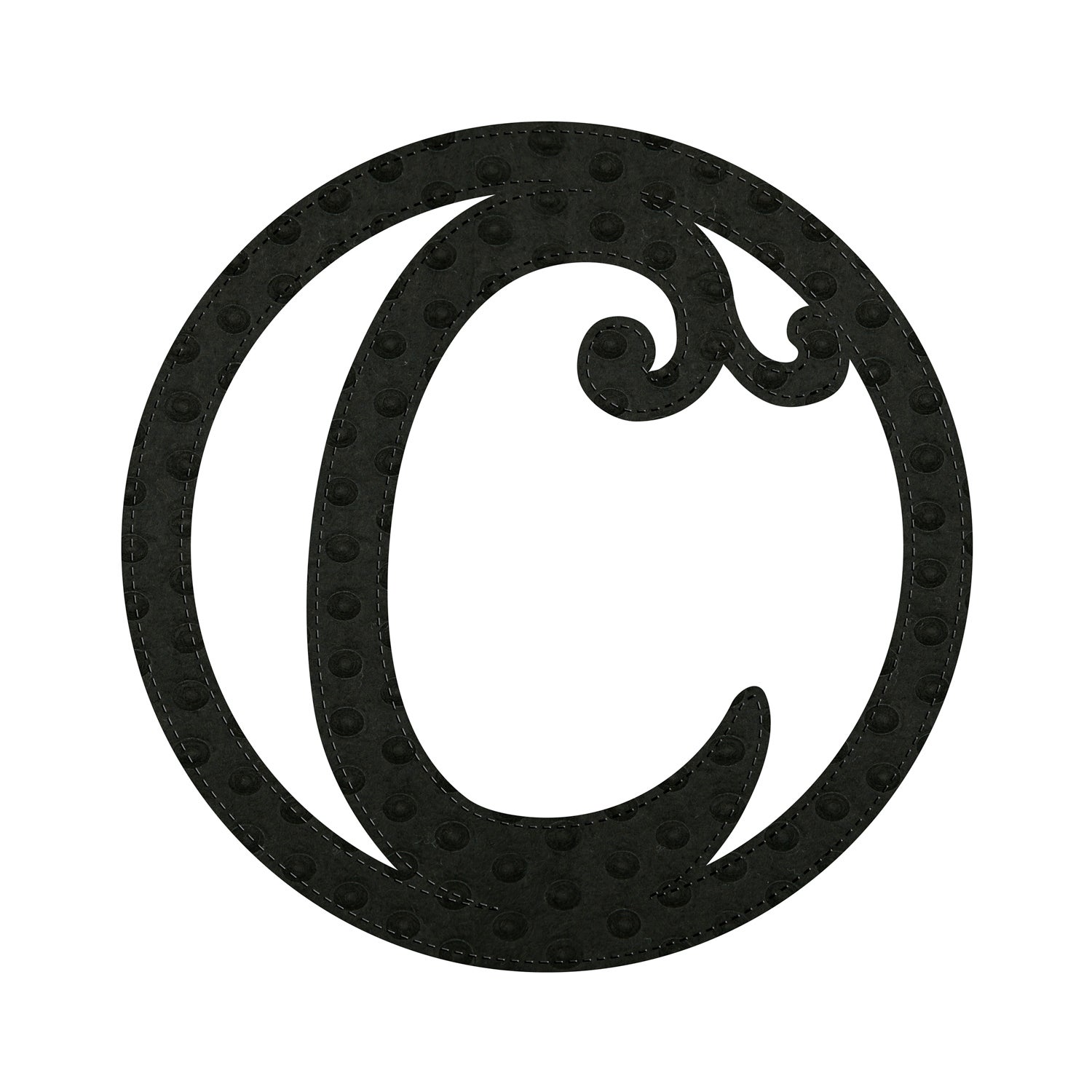 Pin-On Black Embossed Felt Monogram, Letter C