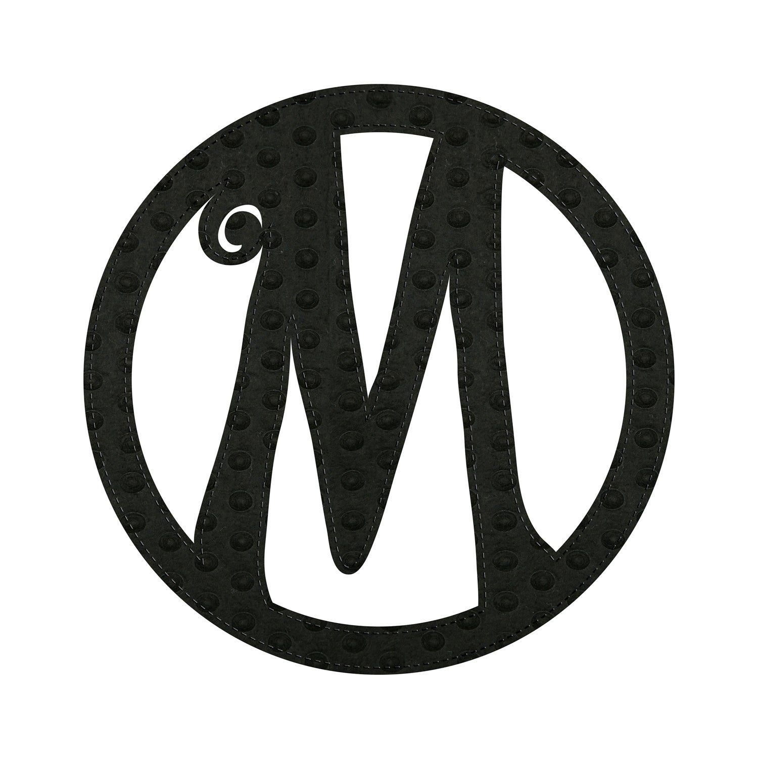Pin-On Black Embossed Felt Monogram, Letter M