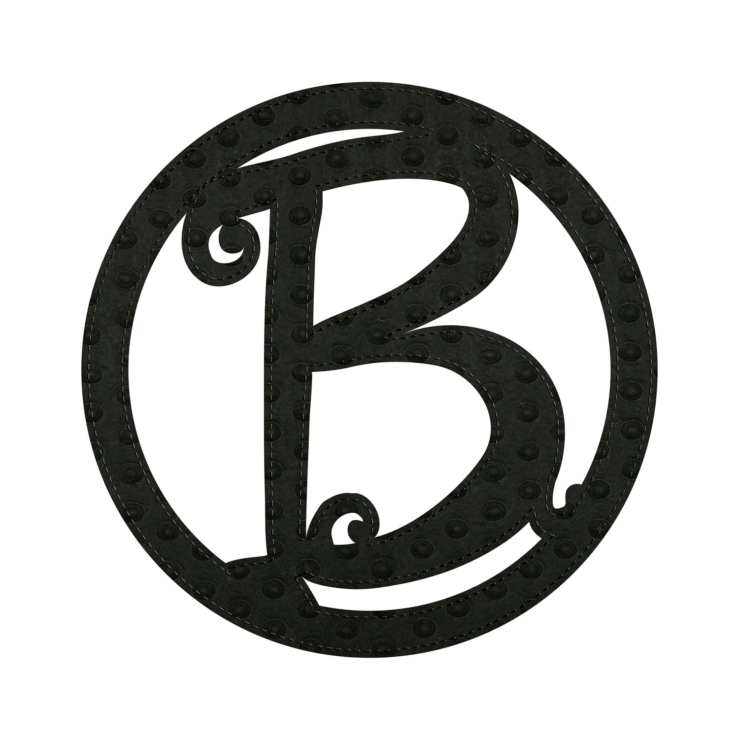 Pin-On Black Embossed Felt Monogram, Letter B