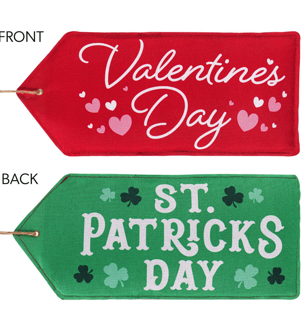 Valentine's Day, St. Patrick's Day Reversible Door Tag