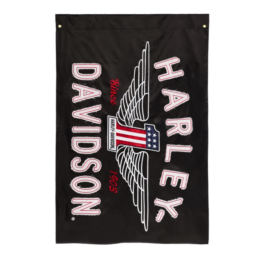 Harley Davidson #1 Logo Appliqué Estate Flag