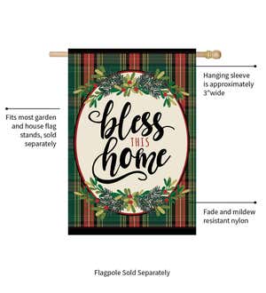 Bless This Home Plaid House Linen Flag