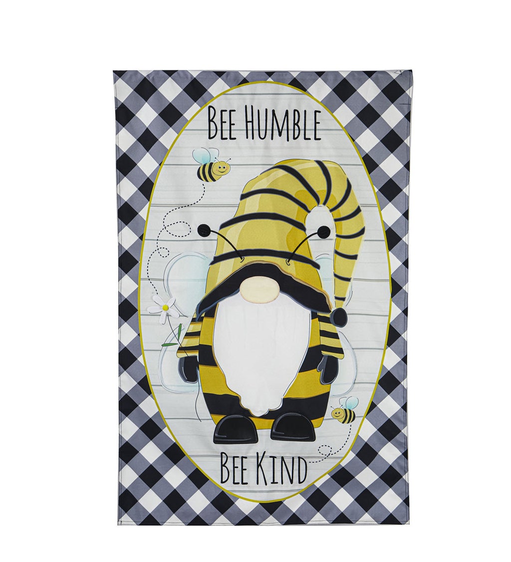 Bee Humble Bee Kind Gnome House Linen Flag