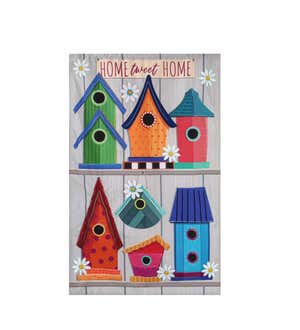 Ornate Birdhouses House Linen Flag