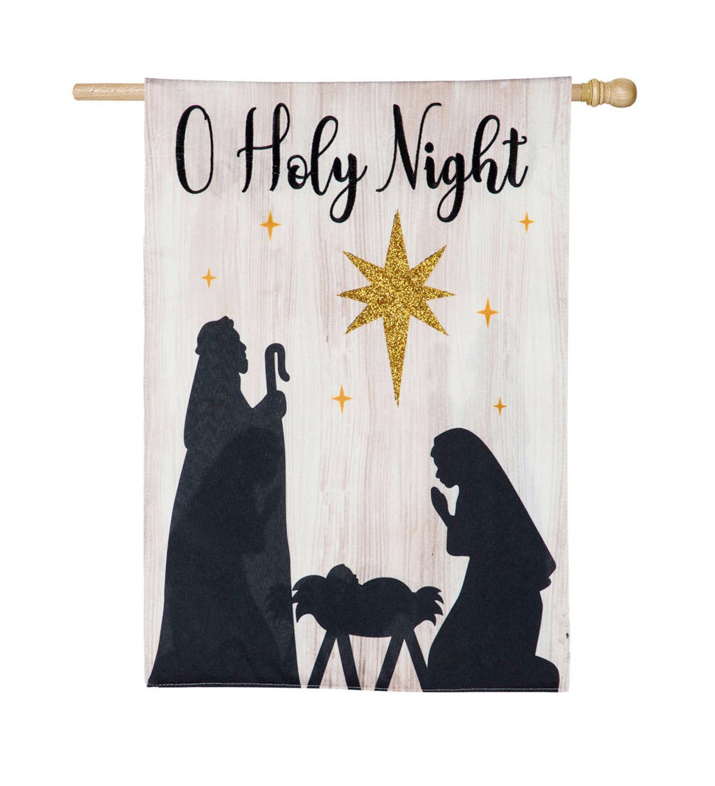 Nativity Silhouette House Linen Flag