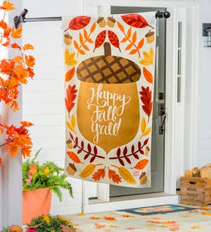 Happy Fall Acorn House Suede Flag