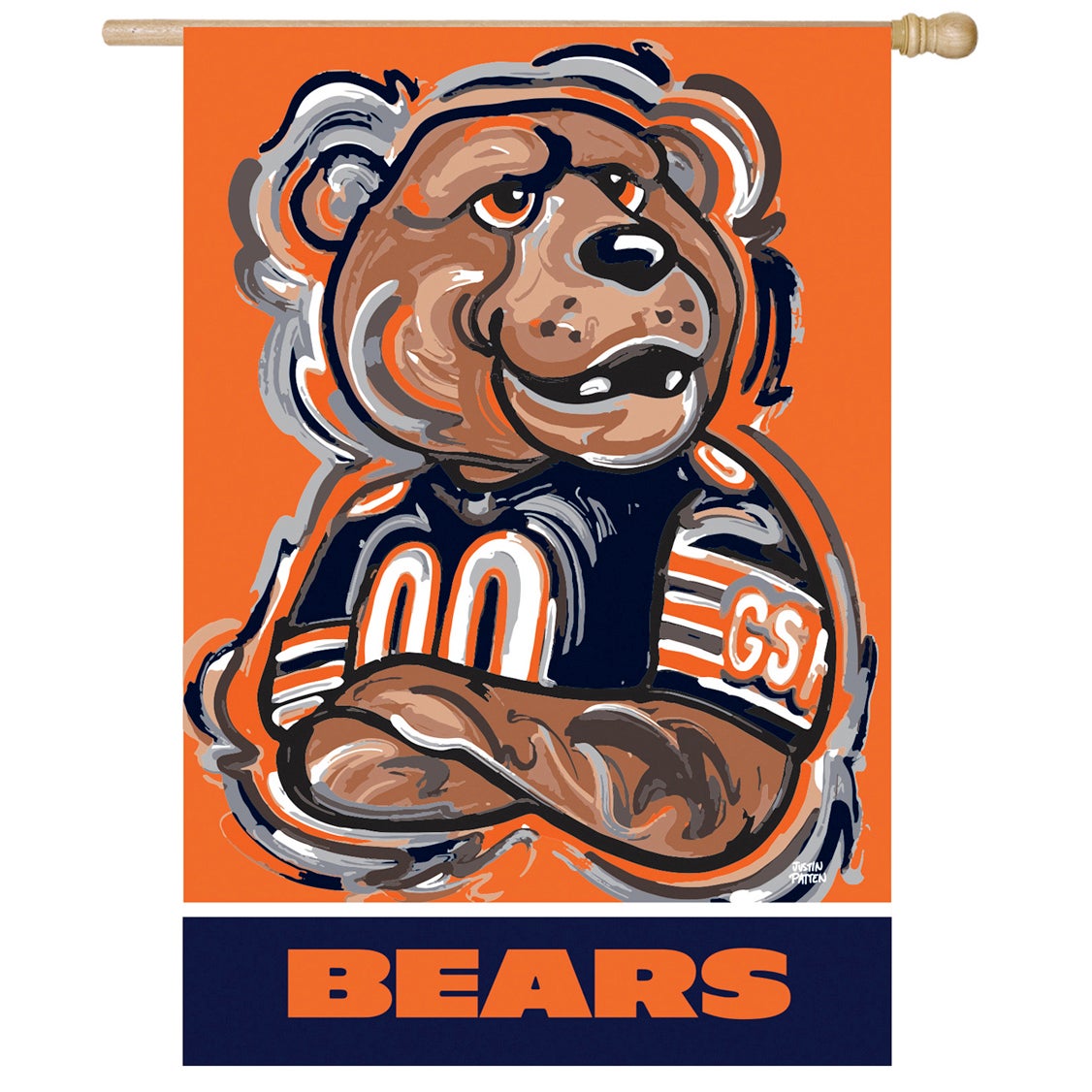 Chicago Bears Justin Patten Suede House Flag
