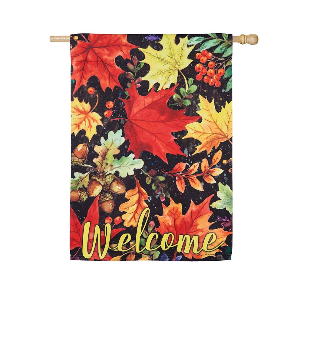 Colorful Fall Leaves House Suede Flag