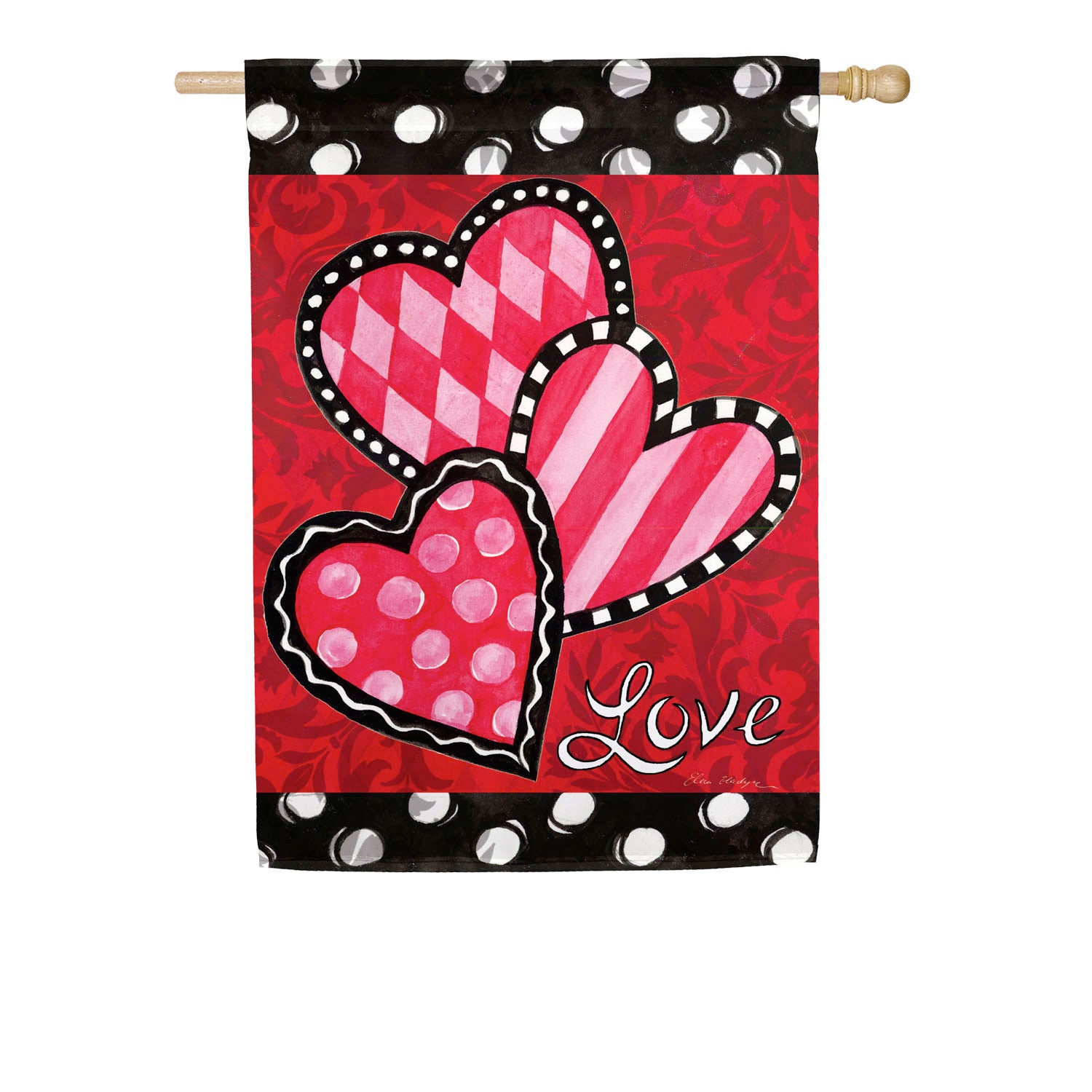 Bright Valentine's Hearts House Suede Flag