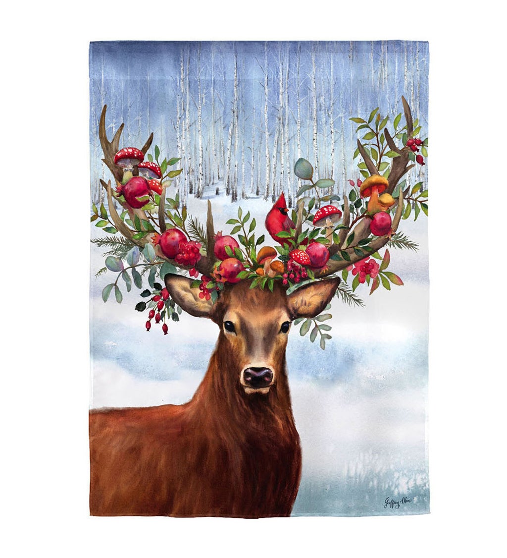 Woodland Deer Garden Satin Flag