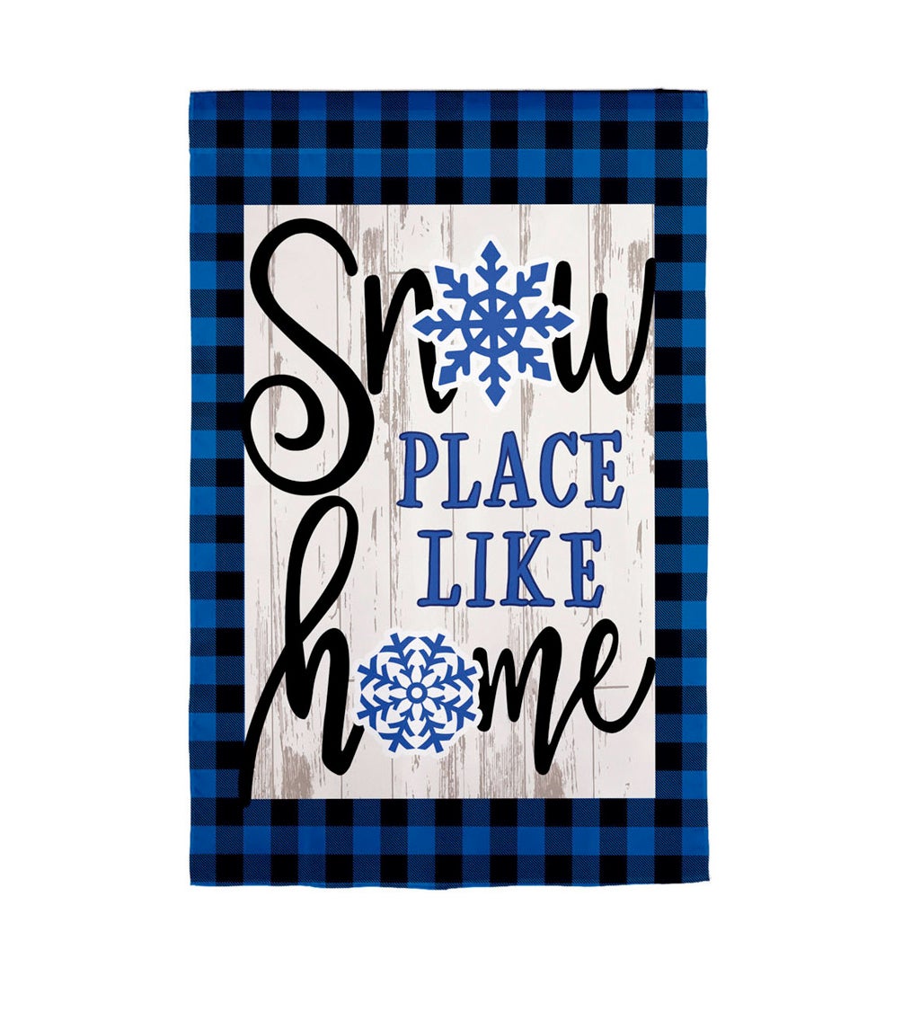 Snow Place Like Home Garden Burlap Flag
