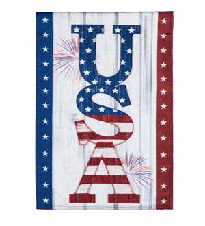 USA Fireworks Garden Burlap Flag