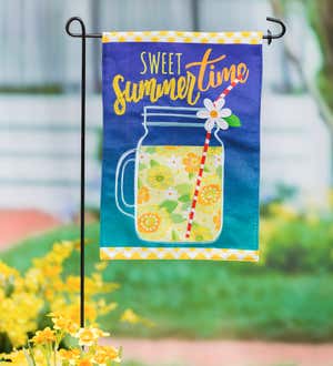Sweet Summertime Mason Jar Garden Burlap Flag