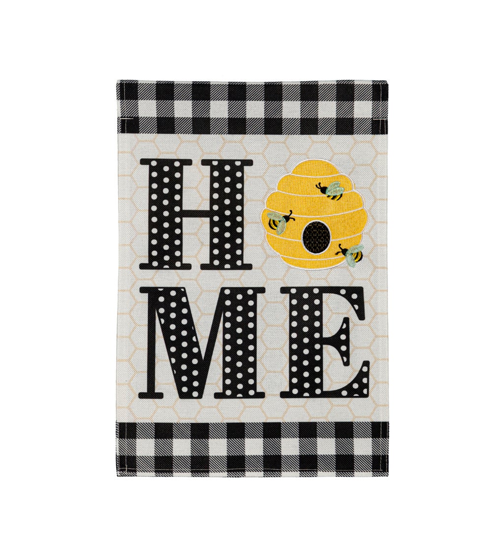 HOME Hive Garden Burlap Flag