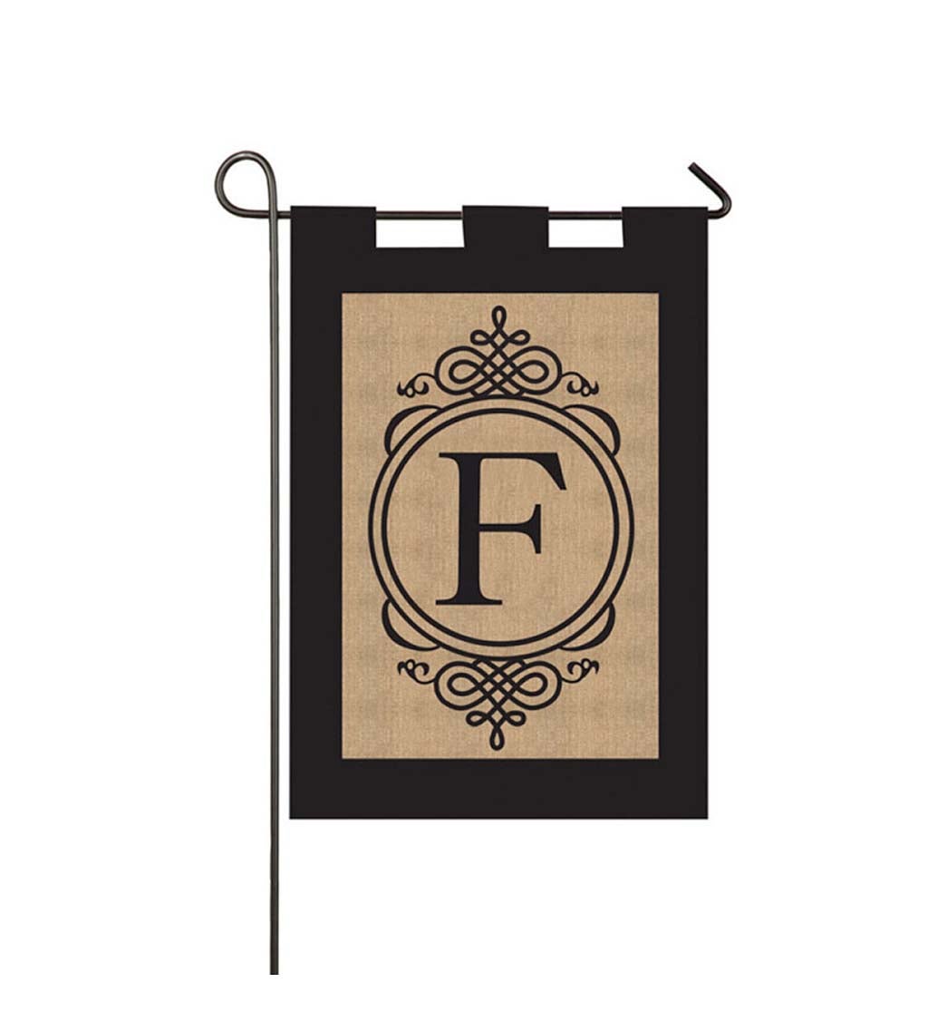 Monogram Burlap Garden Flag In Letter F
