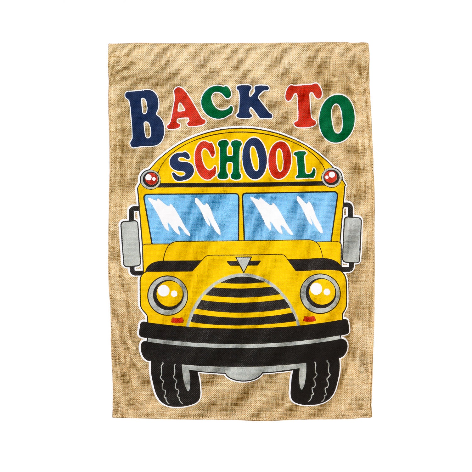 Back to School Bus Garden Burlap Flag