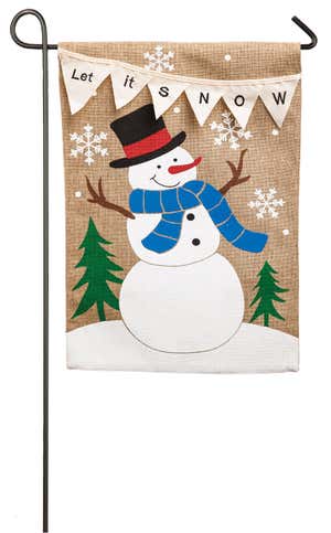 Burlap Let it Snow Pennant Garden Flag, 12.5 x 18 inches
