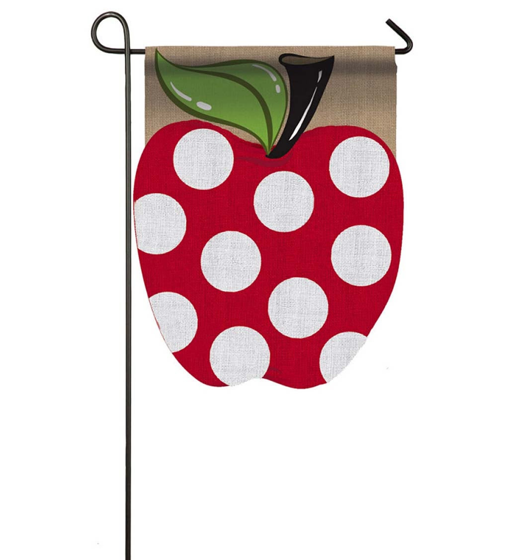 Polka Dot Apple Burlap Garden Flag