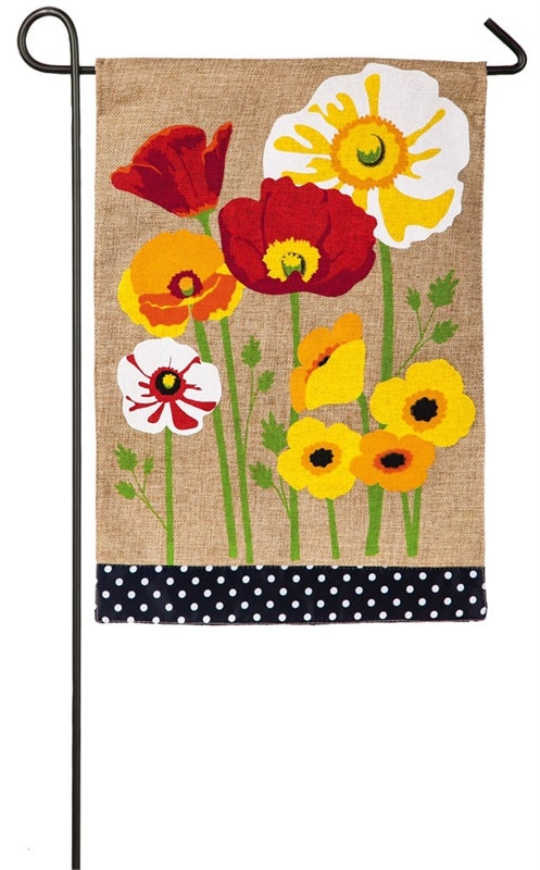 Painted Poppies Burlap Garden Flag